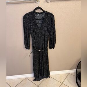 Zara Black Dress with White Speckles and Belt